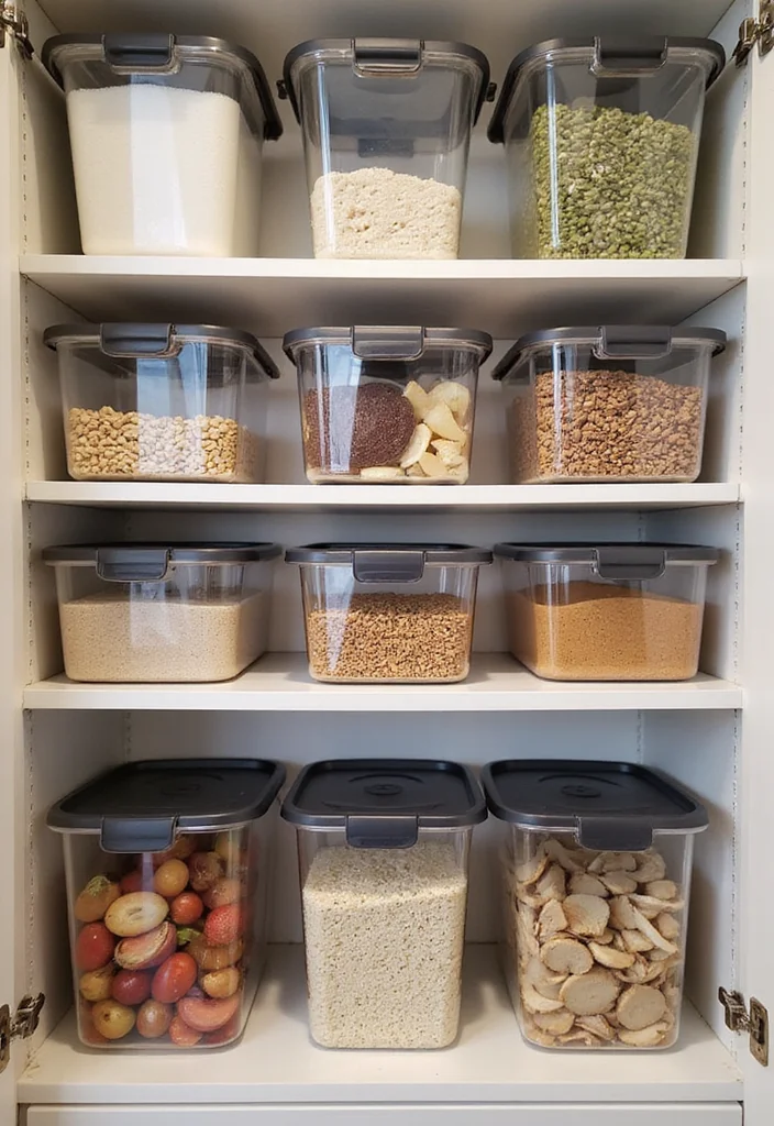 12 Kitchen Basket Ideas for Simple Organized Storage - 11. Clear Plastic Bins with Lids