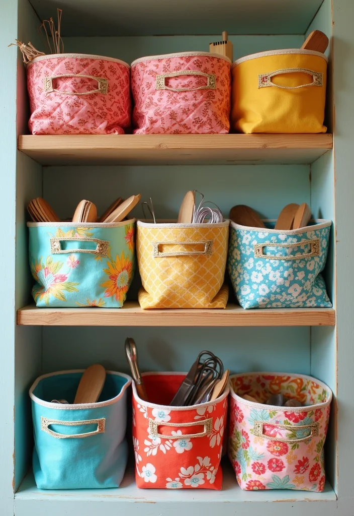 12 Kitchen Basket Ideas for Simple Organized Storage - 2. Stylish Fabric Bins