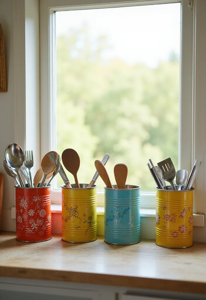 12 Kitchen Basket Ideas for Simple Organized Storage - 8. Cute Tin Cans