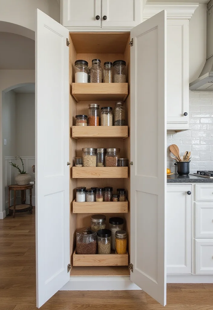 12 Kitchen Wall Cabinet Ideas for Vertical Functional Storage - 4. Built-In Spice Rack