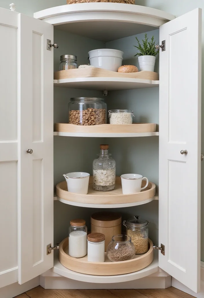 12 Kitchen Wall Cabinet Ideas for Vertical Functional Storage - 5. Corner Cabinet Magic