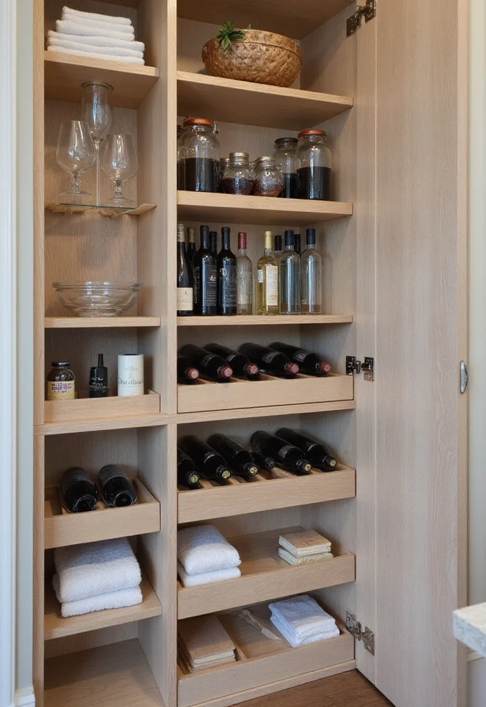 12 Kitchen Wall Cabinet Ideas for Vertical Functional Storage - 9. Integrated Wine Storage