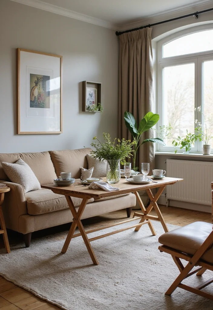 12 Living Room Extension Ideas for More Space and Function - 10. Implement a Folding Table