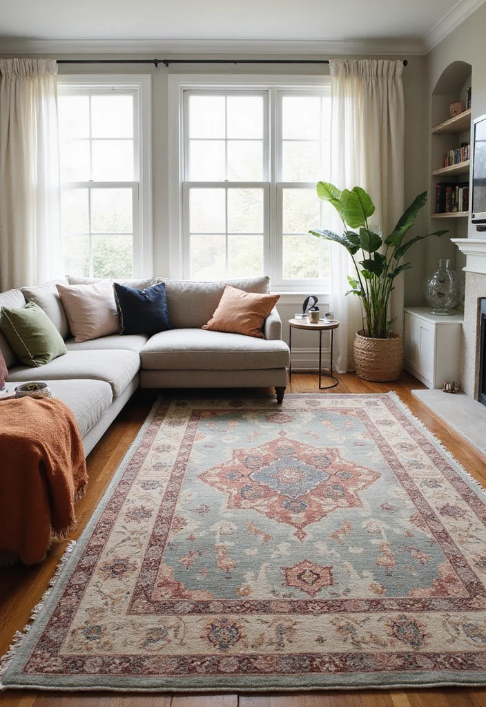 12 Living Room Extension Ideas for More Space and Function - 5. Use Area Rugs Wisely