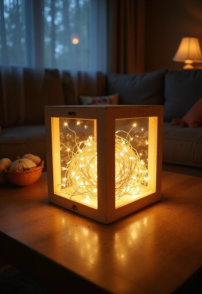 12 Living Room Fairy Lights Ideas for Soft Cozy Glow - 5. Decorative Light Boxes