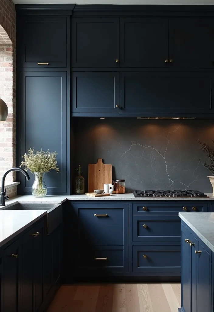 12 Masculine Kitchen Ideas for Strong Clean Aesthetics - 2. Dark Color Palettes for Bold Statements