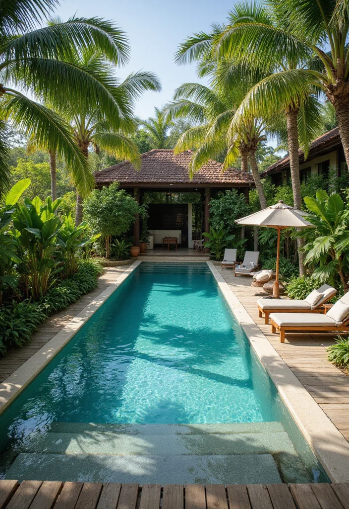 12 Plunge Pool Backyard Ideas for Compact Refreshing Swimming - 1. Tropical Paradise Plunge Pool