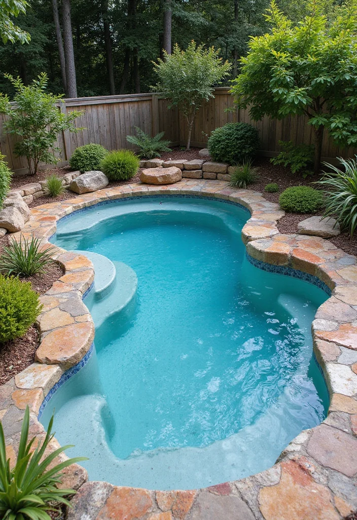 12 Plunge Pool Backyard Ideas for Compact Refreshing Swimming - 11. Artistic Freestyle Plunge Pool