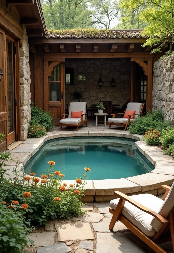 12 Plunge Pool Backyard Ideas for Compact Refreshing Swimming - 3. Rustic Farmhouse Plunge Pool
