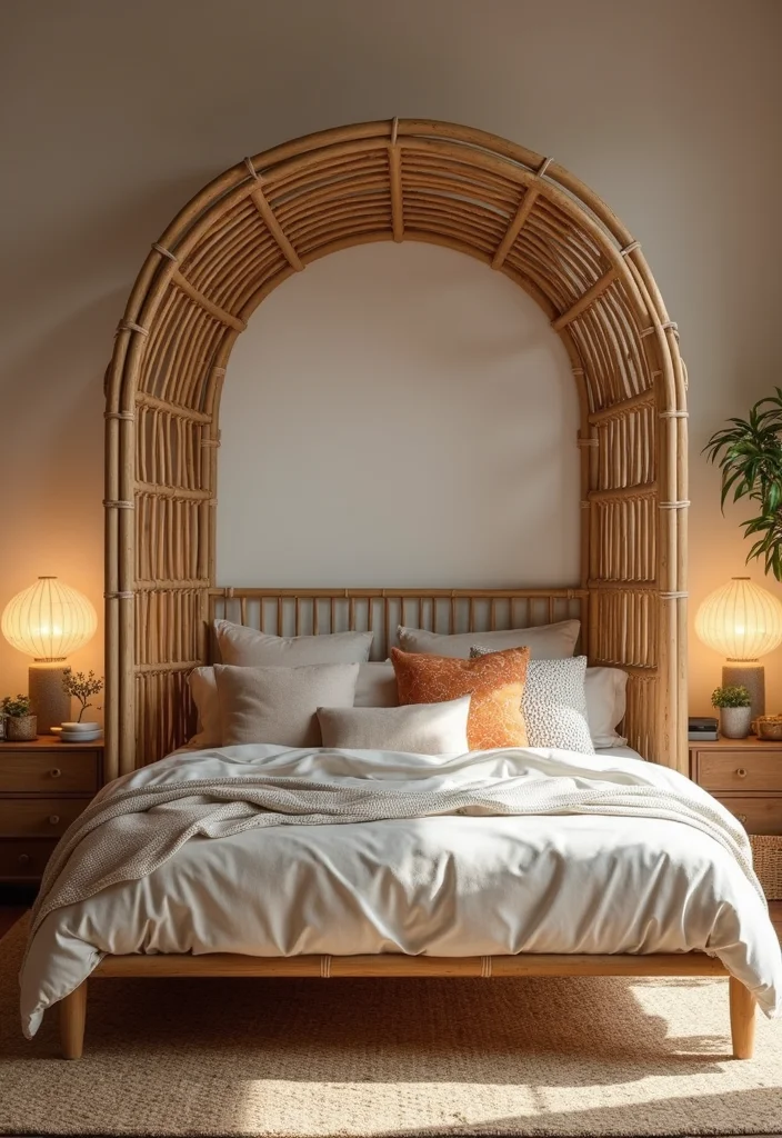 12 Rattan Bedroom Ideas for Warm Natural Texture - 1. Rattan Bed Frame