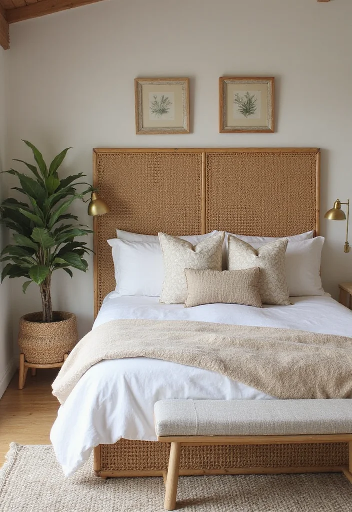 12 Rattan Bedroom Ideas for Warm Natural Texture - 7. Rattan Headboards
