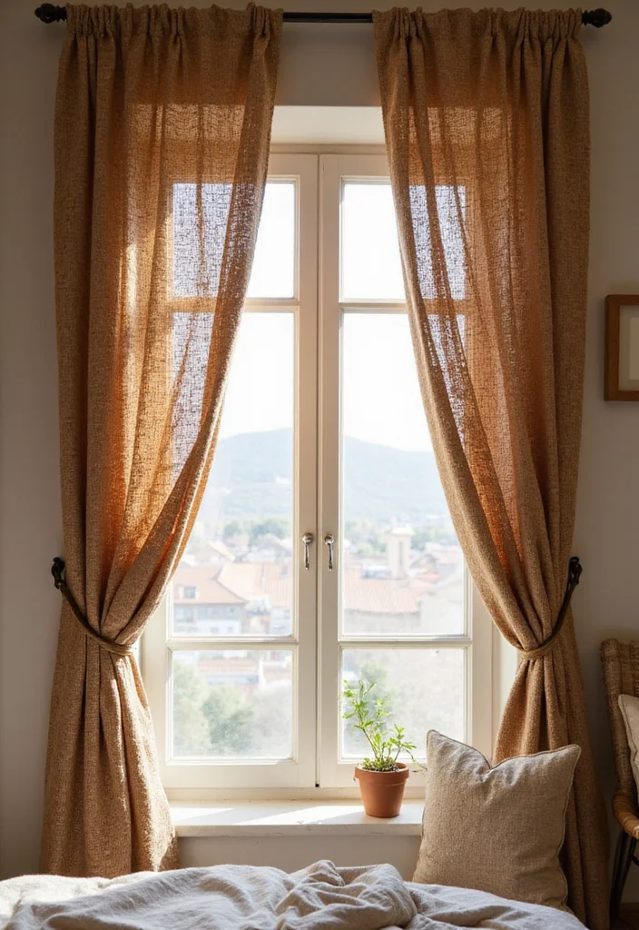 12 Rattan Bedroom Ideas for Warm Natural Texture - 9. Rattan Curtains