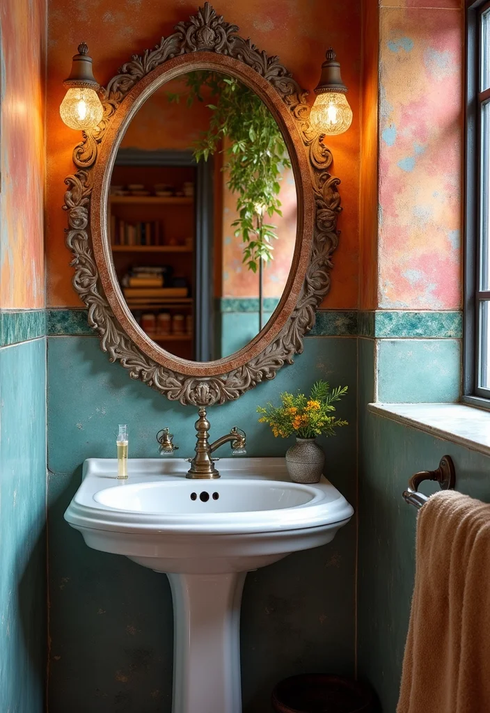 12 Small Boho Bathroom Ideas for Relaxed Artistic Style - 8. Incorporating Mirrors for Depth