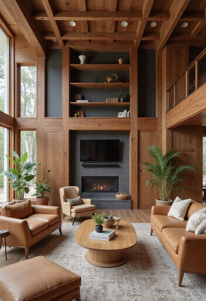 12 Wood Living Room Ideas for Natural Warm Comfort - 12. Personalizing with Custom Woodwork