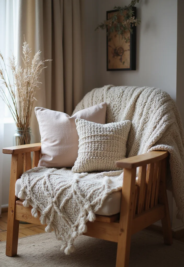 12 Wood Living Room Ideas for Natural Warm Comfort - 8. Layering Textiles for a Cozy Feel