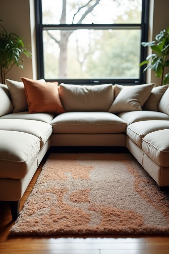 anchor sectional with layered extended rug