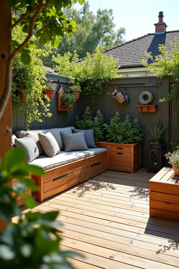 built in storage boosts outdoor organization