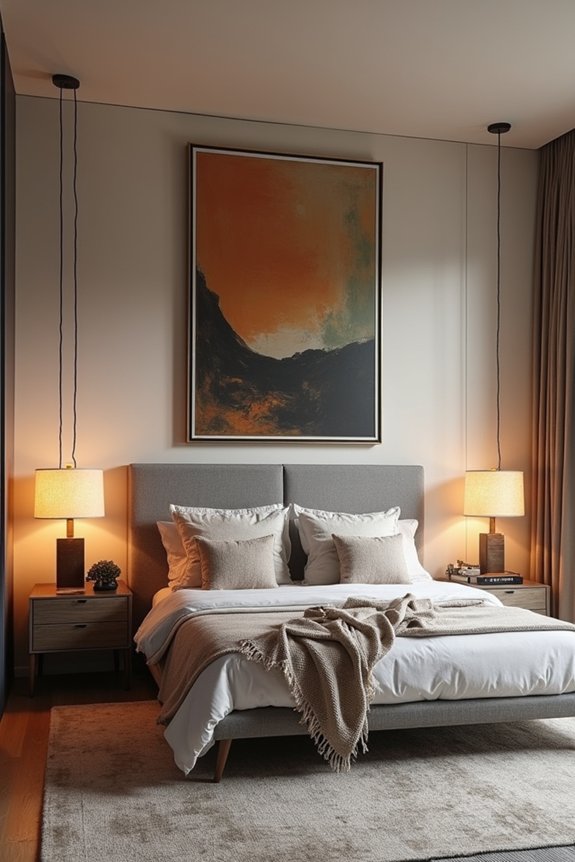 gallery wall anchored bedroom balance