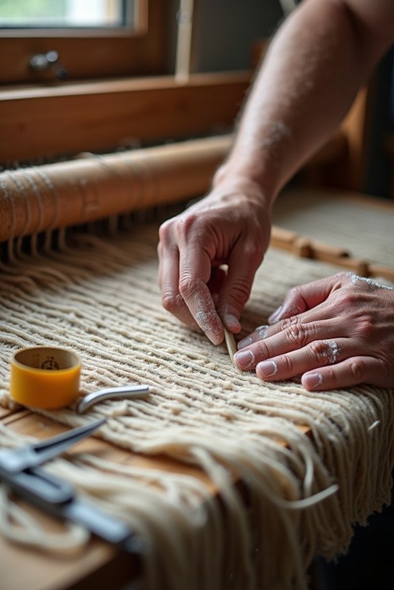 global artisans shaping rug designs together
