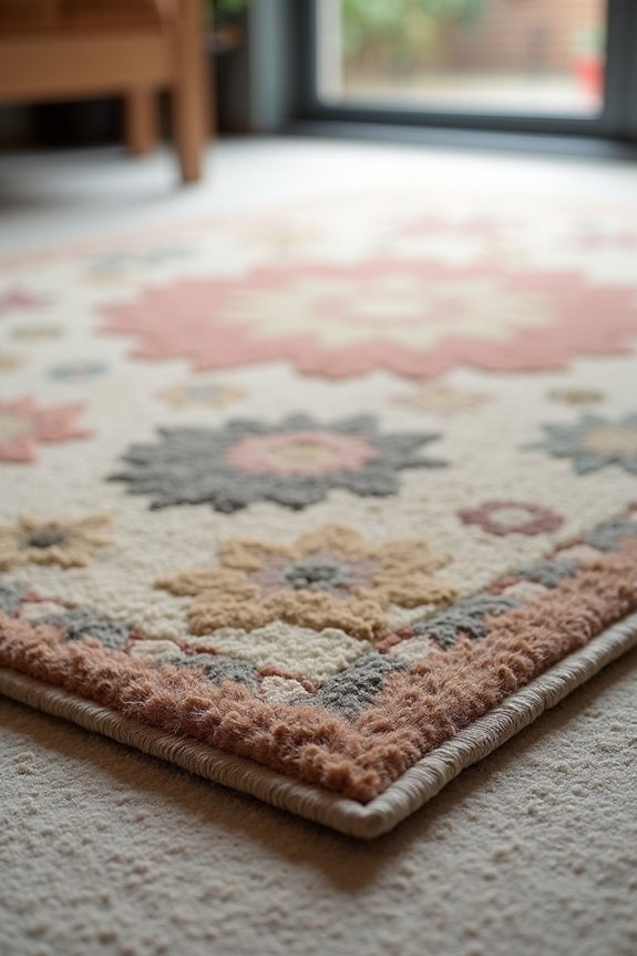 lay rug flat anchor securely