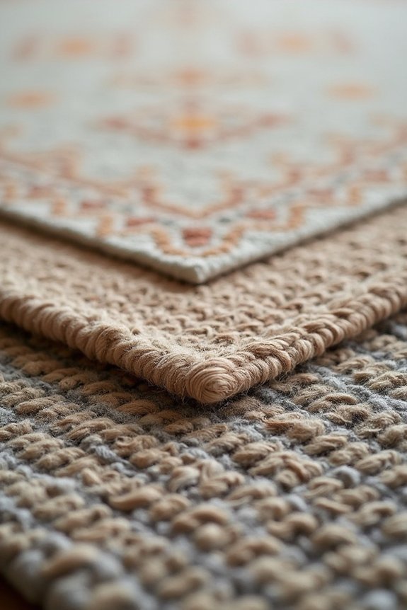 layer smaller rug on larger base