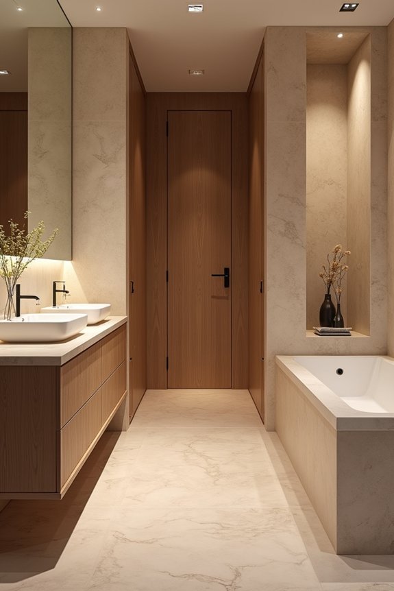 neutral palette brass hardware linen textiles warm lighting