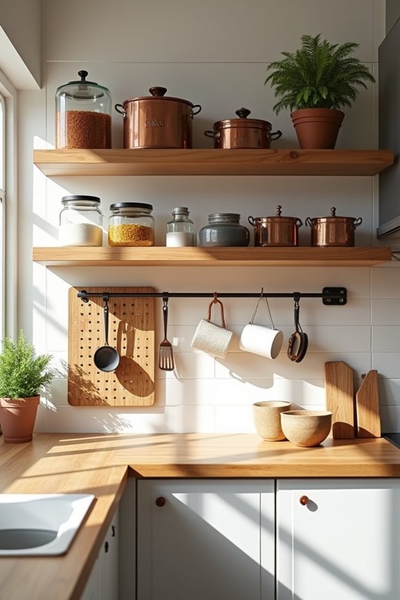 open shelves maximize kitchen space