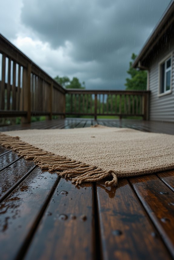 remove rug before rain moisture