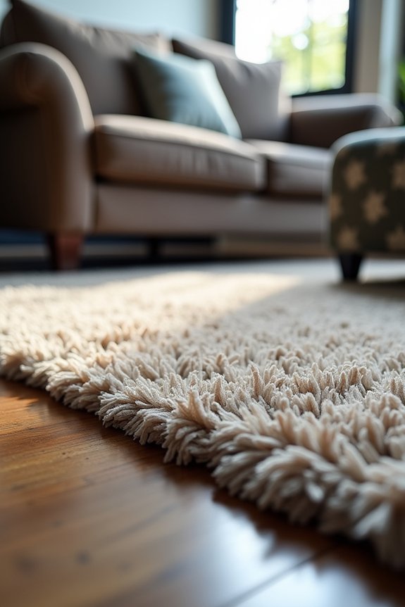 rug under couch prevents curling