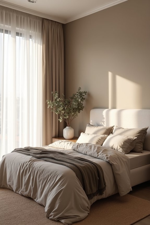 soft neutrals with olive accents