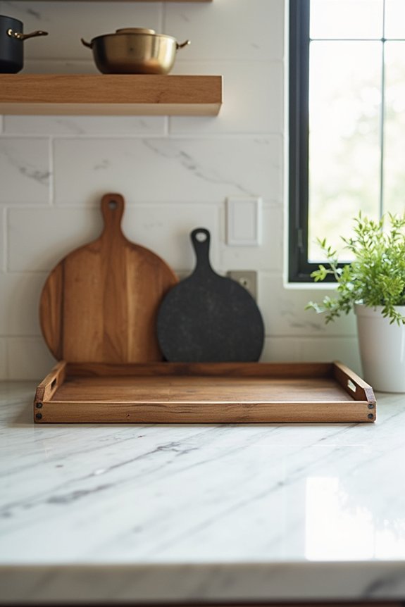 trays boards baskets elevate organized counters