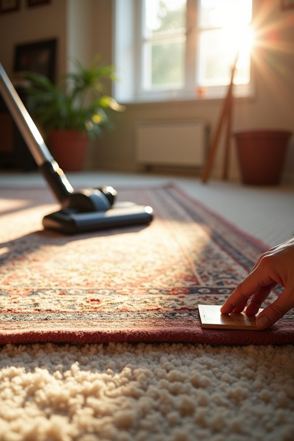 vacuum clean and stabilize rug